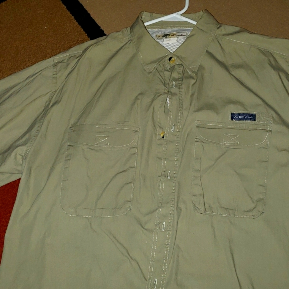 Mens Joe Marlin Khaki Button Down Shirt sz XL